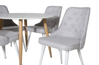 Spisestol Velvet Deluxe & Plaza 2-pakk + Spisebord rundt ⌀100 – lys grå og hvit