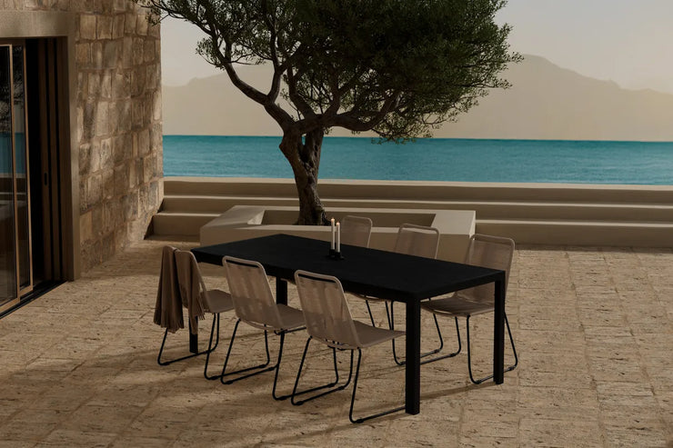 Spisestol Lindos & Mirko 2-pakk – brun + rektangulært spisebord 205 x 90 – svart