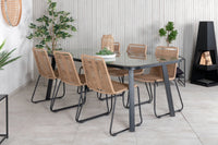 Spisegruppe Paola & Lindos 200 × 100 + spisestol 2-pakk – svart og brun