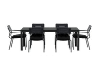 Spisestol Nicke & Mirko 2-pakk + rektangulært spisebord 205 x 90 – svart