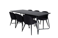Spisegruppe Petra & Velvet rektangulært spisebord 190 x 90 + 2-pakk spisestoler – svart
