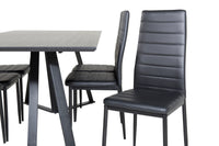 Spisestol Slim & Marina 2-pakk + rektangulært spisebord 180 x 90 – svart