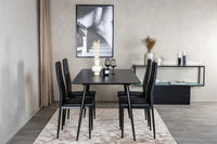 Spisegruppe Silar & Slim 120 x 80 + spisestol 2-pakk – svart