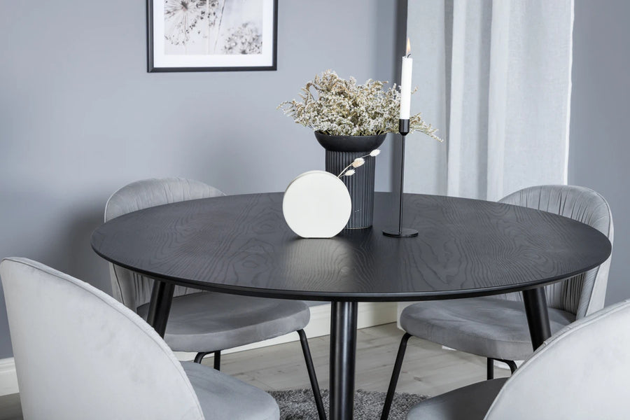 Spisegruppe Dipp & Polar Rund ⌀115 + spisestol 2-pakk – svart