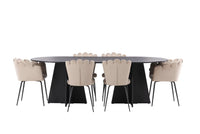 Spisestol Limhamn & Bootcut 2-pakk beige + Spisebord ovalt 230 x 115 – svart