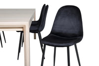 Spisegruppe Slider & Polar 170 x 95 + 2-pakk spisestol – hvitvasket og svart