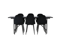 Spisestol Polar & Astrid 2-pakk + Rektangulært spisebord 200 x 90 – svart