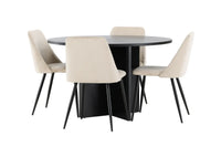 Spisestol Night & Strada 2-pakk + rektangulært spisebord ⌀120 – beige og svart