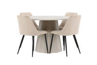 Spisegruppe rund ⌀120 med 2-pakk spisestoler – beige