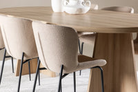 Spisestol Modesto & Bootcut 2-pakk + Spisebord ovalt 230 x 115 – beige og natur