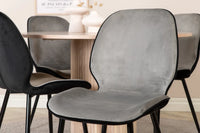 Spisestol Emma & Bianca 2-pakk + Rundt spisebord ⌀110 – grå og hvitvasket