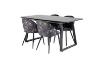Spisestol Velvet & Inca 2-pakk + Rektangulært spisebord 160 x 85 – svart