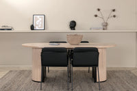 Spisestol Tvist & Bianca 2-pakk, svart + Ovalt spisebord 200 x 90 – hvitvasket