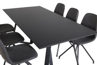Spisestol Polar & Marina 2-pakk + Rektangulært spisebord 180 x 90 – svart