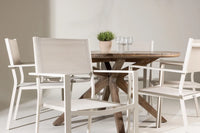 Spisestol Copacabana & Rosario 2-pakk – beige + Rundt spisebord ⌀140 – brun