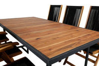 Spisestol Little John & Khung 2-pakk + rektangulært spisebord 200 × 100 – svart og natur