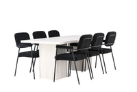 Spisestol Yesterday & Olga 2-pakk – svart + Spisebord rektangulært 200 x 90 – hvit