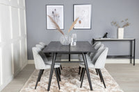 Spisegruppe Sleek & Velvet 195 x 95 2-pakk – svart og lys grå