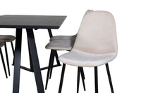 Spisestol Polar & Marina 2-pakk – beige + Spisebord rektangulært 180 x 90 – svart
