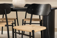 Spisegruppe oval 200 x 90 + spisestol 2-pakk – svart