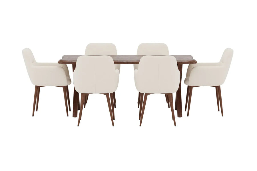 Spisestol Tomorrow & Fiona 2-pakk – beige + Spisebord rektangulært 180 x 90 – walnut