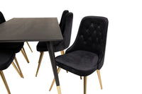 Spisegruppe Dipp & Velvet Deluxe 180 x 90 med 2-pakk spisestoler – svart