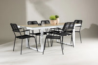 Spisestol Lindos & Merlo 2-pakk – svart + rektangulært spisebord 200 x 90 – hvit