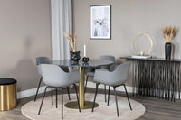 Spisegruppe Comfort & Estelle 2-pakk + Rundt ⌀106 – grå og mørkegrå