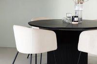 Spisegruppe Berit & Matilda med runde spisebord ⌀130 – beige og svart