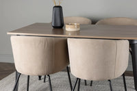 Spisegruppe Berit & Tempe 140 x 80 – beige og valnøtt