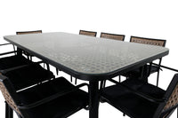 Spisestol Paola 4-pakk + spisebord 200 × 100 – natur og svart