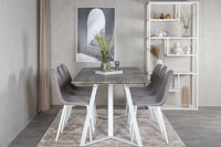 Spisegruppe Marina & Polar 180 x 90 + 2-pakk spisestoler – grå