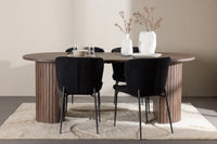 Spisegruppe Härön & Modesto oval 200 x 90 + spisestoler 2-pakk – mokka og svart