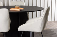 Spisegruppe Bootcut & Rosie oval 230 x 115 + 2-pakk spisestoler – svart og beige