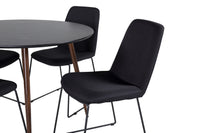 Spisestol Muce & Plaza 2-pakk + Rundt spisebord ⌀100 – svart