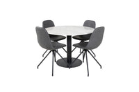 Spisegruppe Polar & Estelle 2-pakk + Rundt spisebord ⌀106 – svart og hvit
