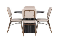 Spisegruppe Olivia & Seda ⌀110 2-pakk – svart og beige