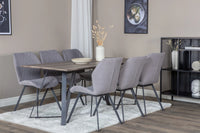 Spisegruppe Gemma & Marina 2-pakk + rektangulært spisebord 180 x 90 – grå og natur