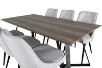 Spisegruppe Marina & Velvet Deluxe 180 x 90 + spisestol 2-pakk – natur og grå