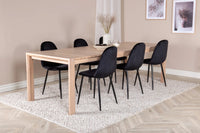 Spisegruppe Slider & Polar 170 x 95 + 2-pakk spisestol – hvitvasket og svart