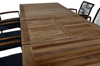 Spisestol Dallas & Panama 2-pakk + rektangulært spisebord 224 x 100 – svart