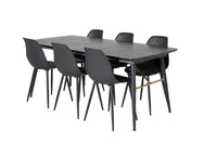 Spisebord Gold & Polar rektangulært 180 x 85 + spisestol 2-pakk – svart