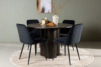 Spisegruppe Olivia & Night rund ⌀110 2-pakk – mokka og svart