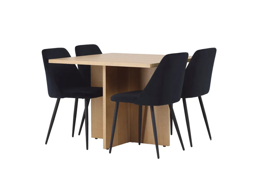 Spisegruppe Leo & Night 100 x 100 2-pakk – natur og svart
