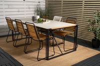 Spisegruppe Texas & Bois 200 × 100 + 2-pakk spisestoler – lys grå og natur