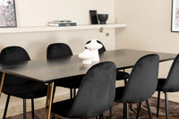 Spisegruppe Petra & Polar 190 x 90 + spisestol 2-pakk – svart