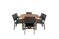 Spisestol Kenya 2-pakk – svart + Spisebord ovalt 180 x 120 – natur