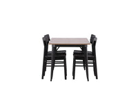 Spisegruppe Tempe & Montros 140 x 80 med 2-pakk spisestoler – valnøtt og svart