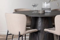 Spisestol Modesto & Lanzo 2-pakk + Rundt spisebord ⌀120 – beige og mokka