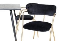 Spisestol Arrow & Dipp 2-pakk + Rektangulært spisebord 120 x 85 – svart